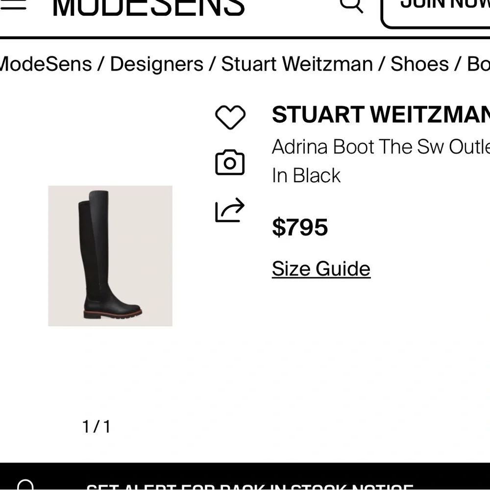 Stuart Weitzman women ADRINA CITY BOOT leather  black size 6.5 like new